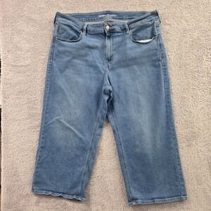 Old Navy High Rise Wow Wide Leg Jeans Cropped Women's 18P Blue Denim Stretch